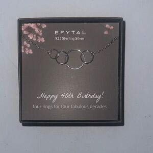 EFYTAL 925 Sterling Silver Four-Ring Necklace in Silver - 40th Birthday Gift